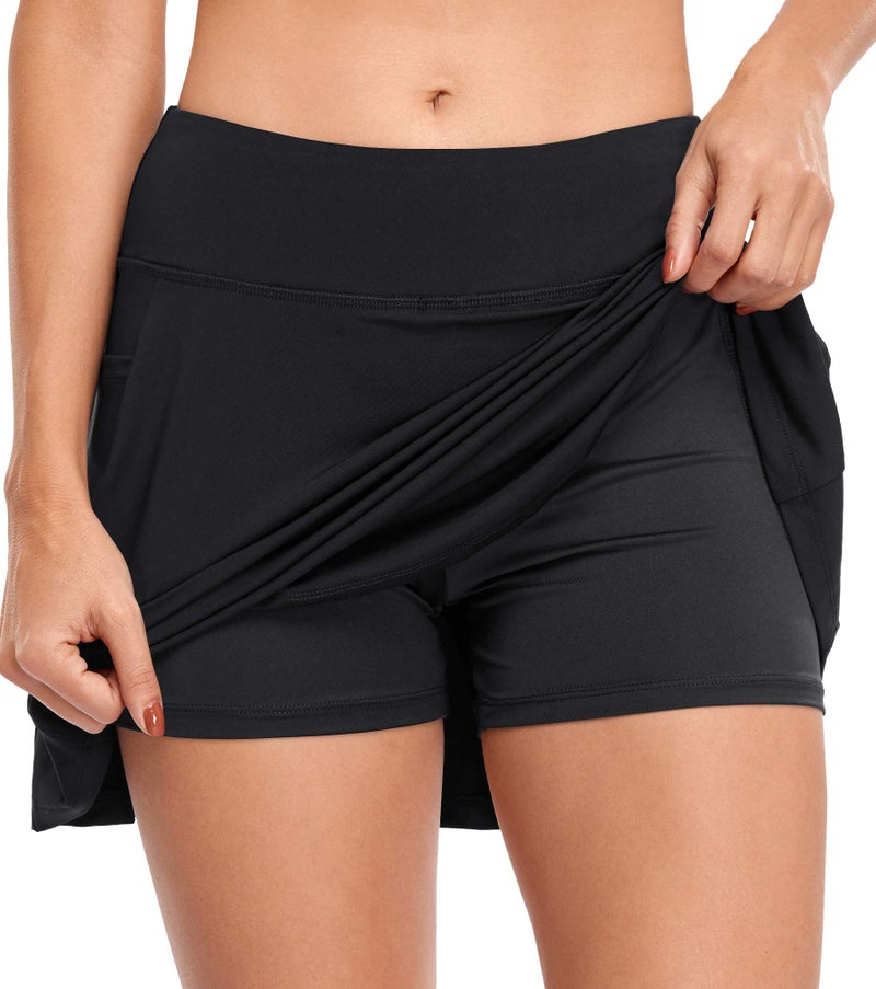 Fulbelle Womens Golf Skirt, Tennis Black Skirts for Women Built in Short High Waisted Skort Casual Summer Skorts Gym Fitness Exercise Activewear X-Large - Image 3